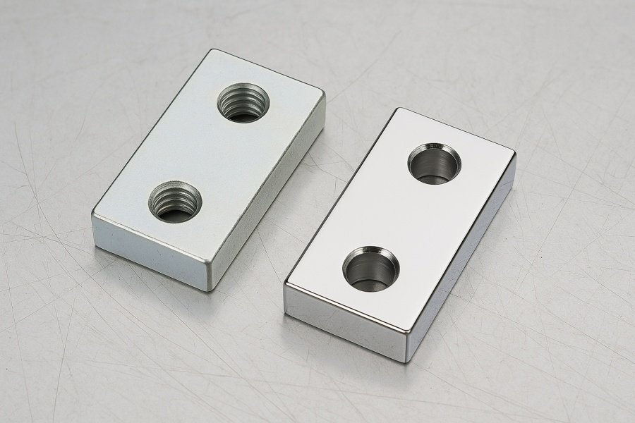 Visual comparison of nickel plated vs zinc plated steel samples