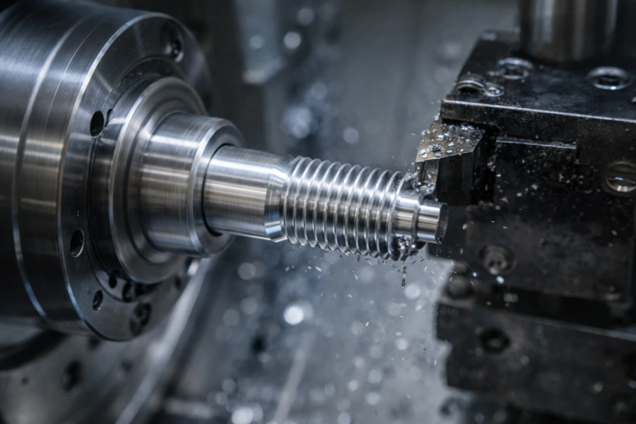 CNC aluminum screw machining process producing precision aluminum machine screws