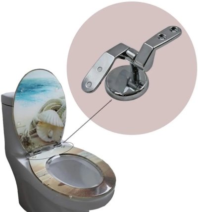 Stainless steel metal toilet seat hinges showing hinge pins and installation components